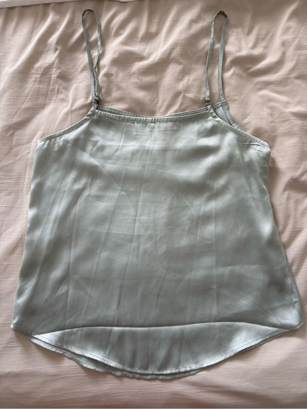 Pale Mint Silk Camisole with Spaghetti Straps - Picture 2 of 3